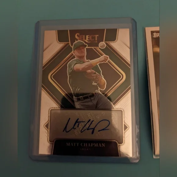 Two! Autographed Matt Chapman cards. 2021 Topps series one, 2022 Panini - Picture 2 of 5